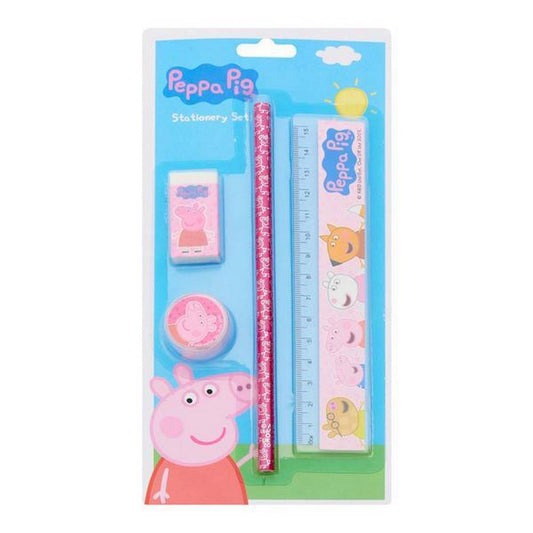 Peppa Pig - Set Of Ruler, Eraser, Sharpener, Pencil In Blister