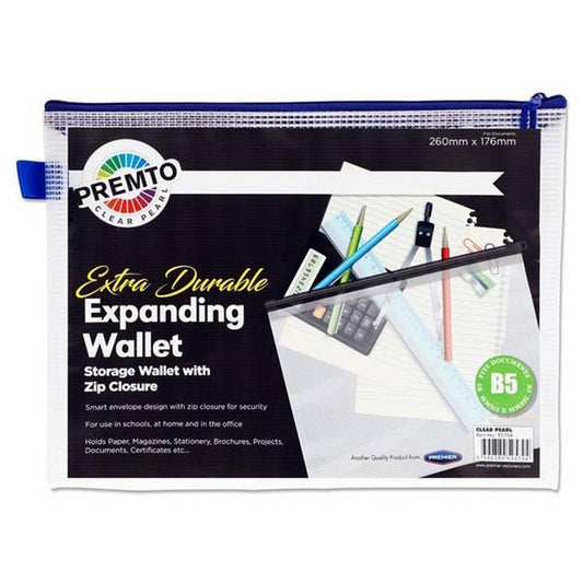 Premto B5 Extra Durable Expandable Mesh Wallet - Clear Pearl
