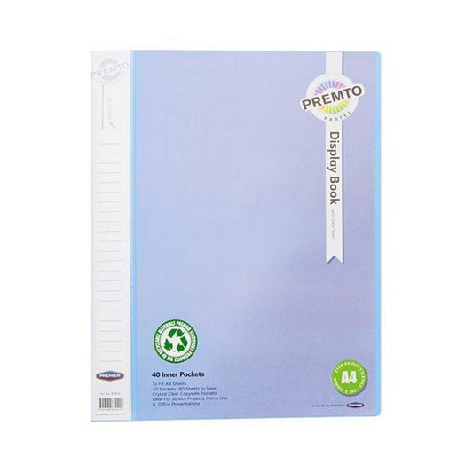 Premto Pastel A4 40 Pocket Display Book - Cornflower Blue