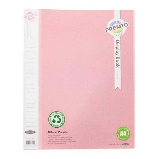 Premto Pastel A4 40 Pocket Display Book - Pink Sherbet