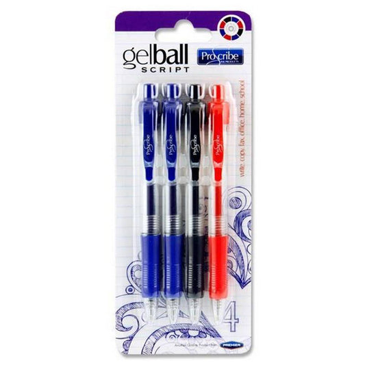 Proscribe Card of 4 Gelball Script Pens