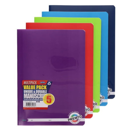 Premto A4 Manuscripts 5pk 120pg -Asst