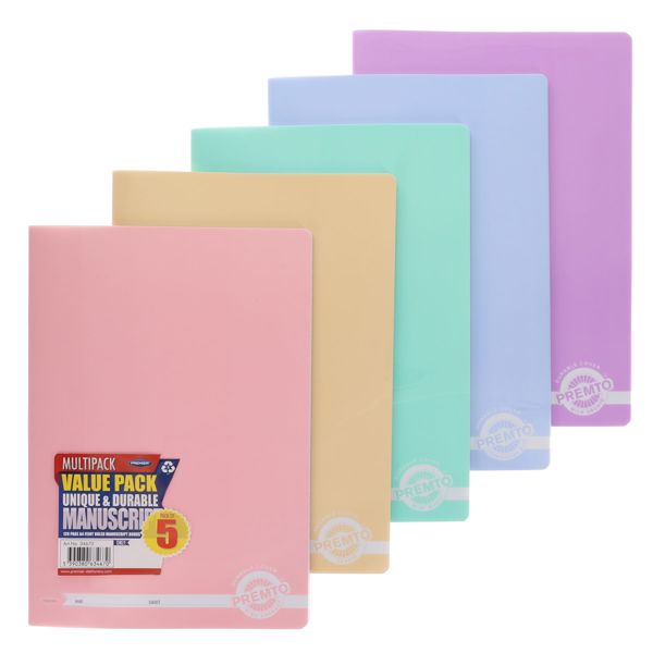 Premto A4 Manuscripts 5pk 120pg - Pastel