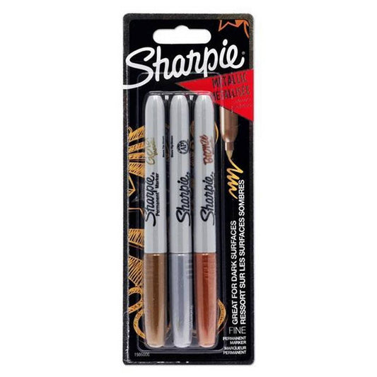 Sharpie - 3 Fine Tip Permanent Markers - Metallic