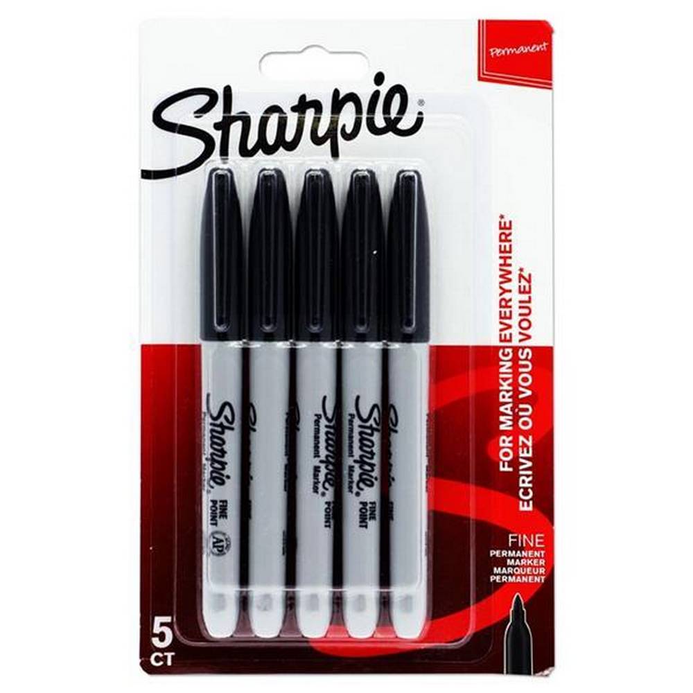 Sharpie - 5 Fine Tip Permanent Markers - Black