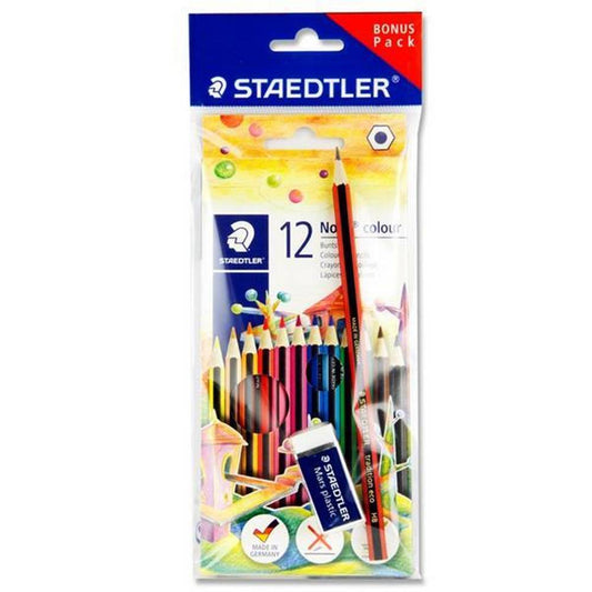 Staedtler Noris - Bonus Pack Box 12 Colouring Pencils, Pencil & Eraser