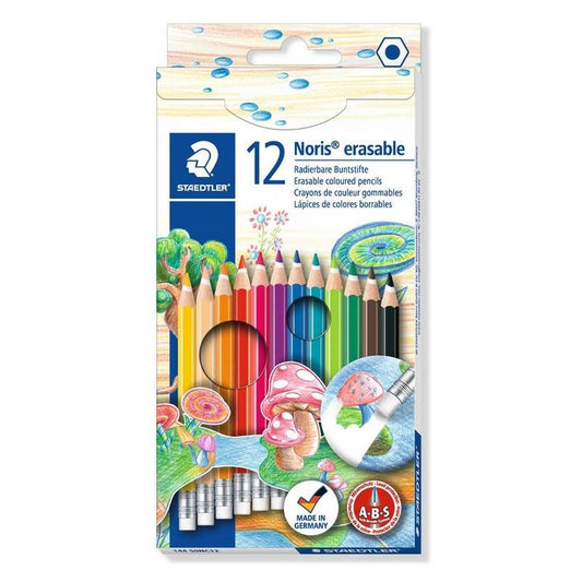 Staedtler Noris - 12 Erasable Colouring Pencils with Eraser Top