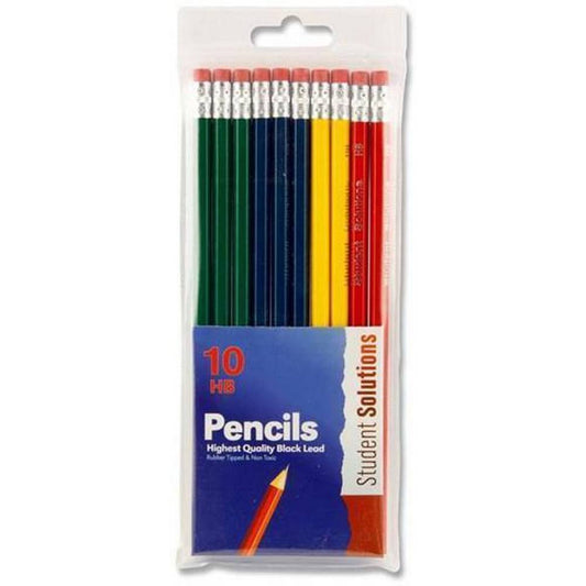 HB Pencils with Rubber Top - Pack of 10