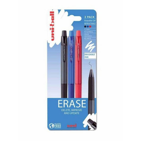 Uni-Ball - Erasable Capped 3 Piece - Black / Blue / Red