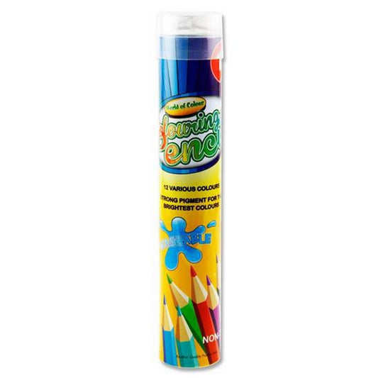 World of Colour - Tube of 12 Colouring Pencils & Sharpener