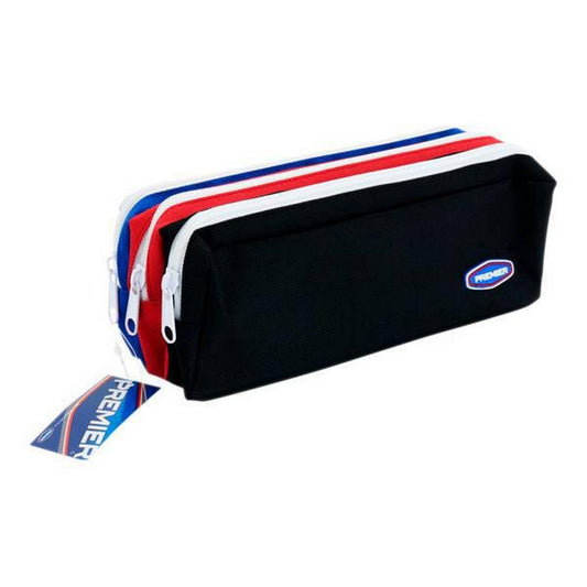 Premier 3 Pocket Zip Pencil Case - Black, Red and Blue