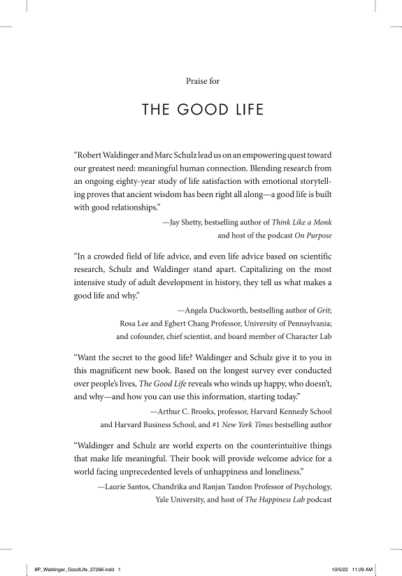 The Good Life: Lessons from the World's Longest Scientific Study of Happiness