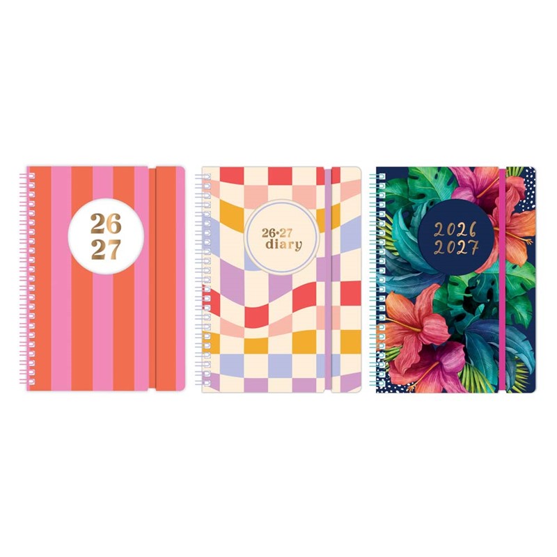 Spiral A5 designer academic diary 26/27