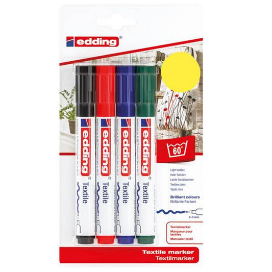 Edding 4500 - Textile Marker- Set of 4 Basic Colours