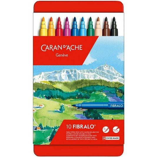 Caran d'Ache - Fibralo - Metal Tin with 10 Assorted Colours