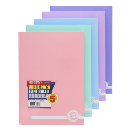 Premto A4 160pg Hardback 5pk -  Pastel