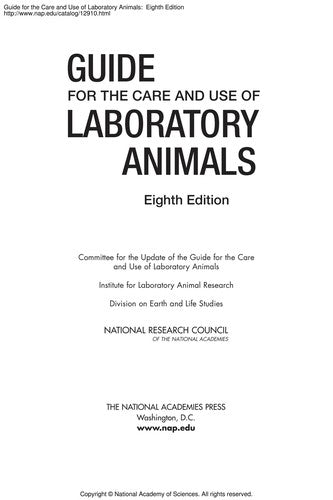 Guide for the care and use of laboratory animals