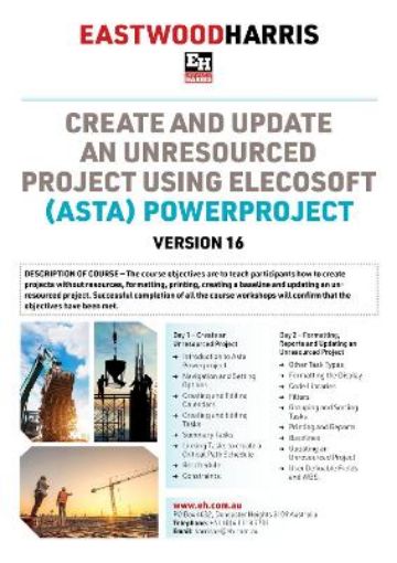 Picture of Create and Update an Unresourced Project using Elecosoft (Asta) Powerproject Version 16