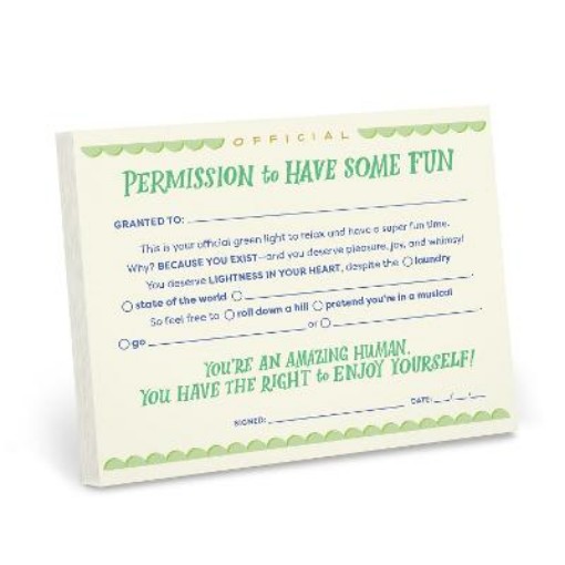 Picture of Em & Friends Permission Slip Pad, Adult Permission to Have Some Fun Certificate Note Pad, 6.5 x 5-inches