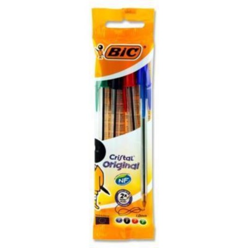 Picture of Bic Cristal Original Ballpoint Pens - Asst Cols 4 pack
