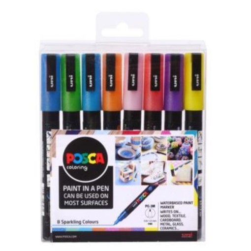 Picture of POSCA PC-3M FINE SPARKLING COLOURS - Wallet of 8