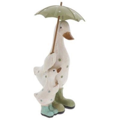 Picture of Polka Dot Brolly Duck Mum & Baby Green