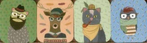 Picture of Pocket Note Set of 4 Mini Pads: Hipster Animals