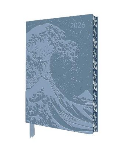 Picture of Katsushika Hokusai: The Great Wave 2026 Artisan Art Vegan Leather Diary Planner - Page to View with Notes