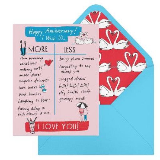 Picture of 6-Pack Em & Friends Julia Rothman Anniversary More/Less Greeting Cards