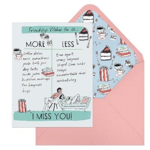 Picture of 6-Pack Em & Friends Julia Rothman Miss You Friend More/Less Greeting Cards